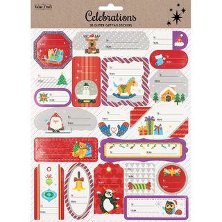 Xmas Gift Tags Stickers Purple Red 1Sh