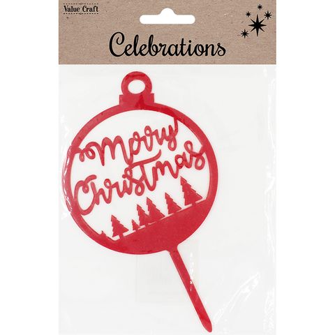 Xmas Red Bauble Cake Topper 1Pc