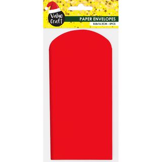 XMAS ENVELOPES 8.8x16.5CM RED 5PCS