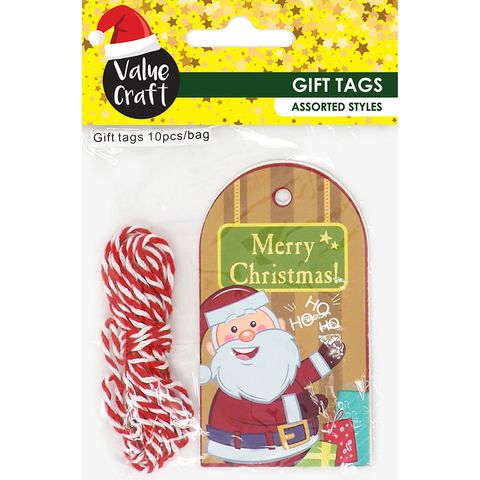 XMAS GIFT TAGS PLAYFUL 2 DESIGNS 10PC