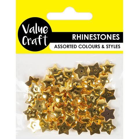 RHINESTONES GOLD STAR 12MM 50PC