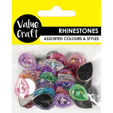 RHINESTONES TEADROPS AB MULTI 36PC