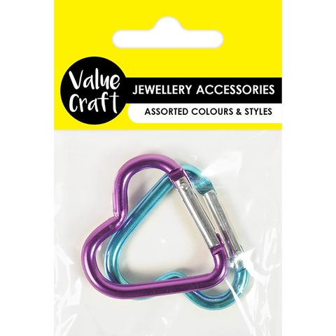 CARABINER HEART CLIPS 2PC