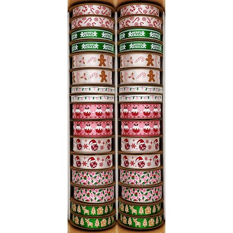 XMAS RIBBON BOX CANDYLAND 32 ROLL MIX