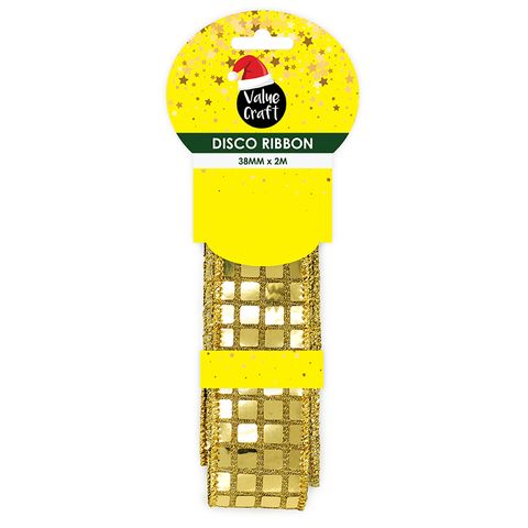 XMAS DISCO RIBBON GOLD 2M