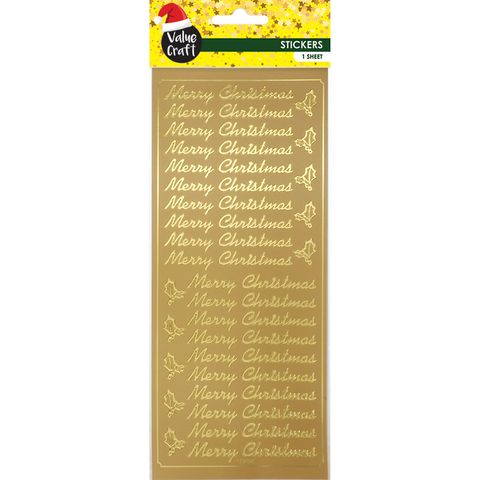 XMAS PEEL STICKER TEXT-HOLLY GOLD 1SH