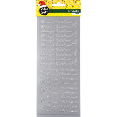 XMAS PEEL STICKERS TEXT-HOLLY SILVER 1SH