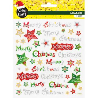XMAS STICKERS RED GREEN TEXT 1 SH