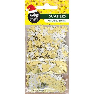 XMAS SCATT STARS TREE TEXT GLD SLV  21G