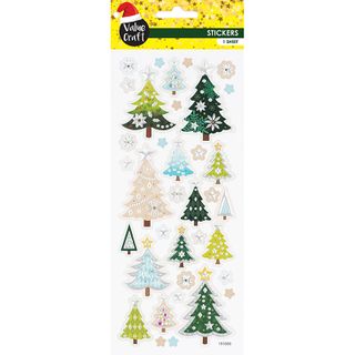 Xmas Foil Stckr Tree Green Silver 1Sh