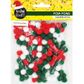 XMAS POM POMS 10MM RED GREEN WHITE 200PC