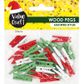 XMAS WOODEN PEGS RED WHITE GREEN 30PC
