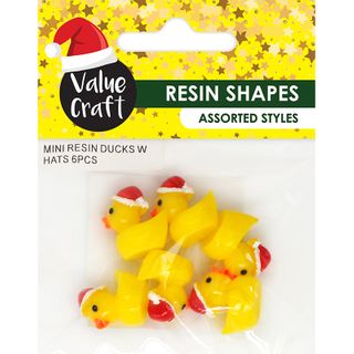 XMAS MINI RESIN DUCKS W HATS 6PCS