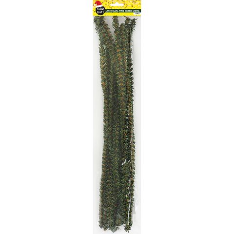 XMAS ARTIFICAL PINE WIRED STEMS 12PCS