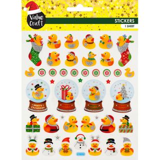 Xmas Glitter Stickers Ducks 1Sh