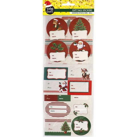 XMAS GIFT STICKERS SET TRADITIONAL 42PCS