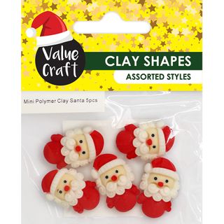 XMAS MINI POLYMER CLAY SANTA 5PCS