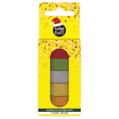 XMAS GLITTER FOIL TAPE 10M 5PCS