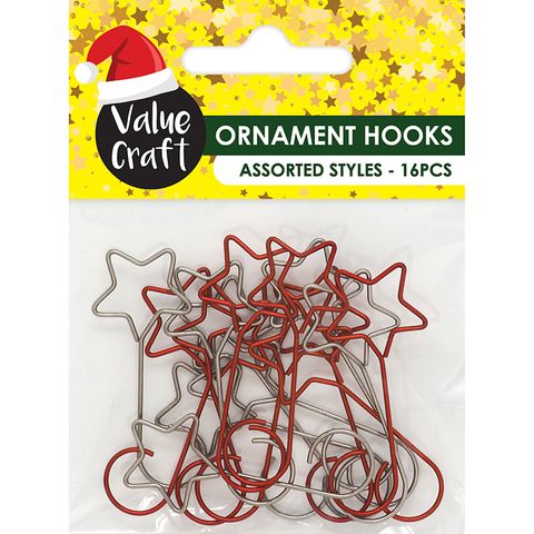 XMAS ORNAMENT HOOKS STARS 16PCS