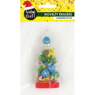 Xmas Mini Erasers In Tree 1Pc