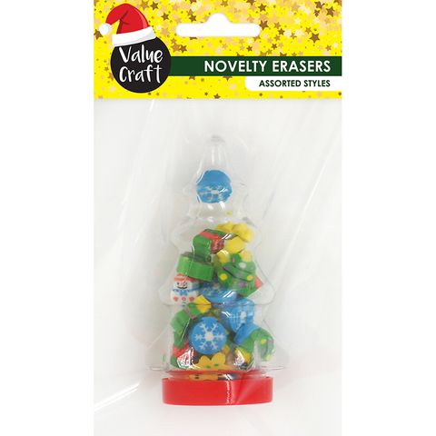 Xmas Mini Erasers In Tree 1Pc