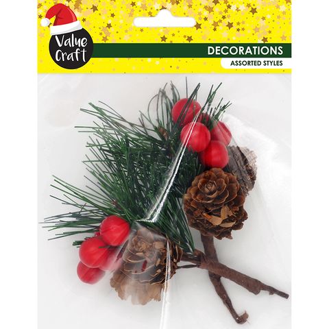 XMAS MINI PINECONE BAUBLE BUNCH RED 2PCS