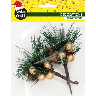 XMAS MINI PINECONE BAUBLE BUNCH GLD 2PCS