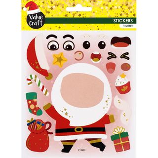 Xmas Silly Face Stickers Santa 1Sh