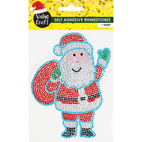 XMAS ADHESIVE RHINESTONES SANTA 1SH