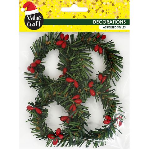 XMAS MINI WREATHS W HOLLY 4PCS