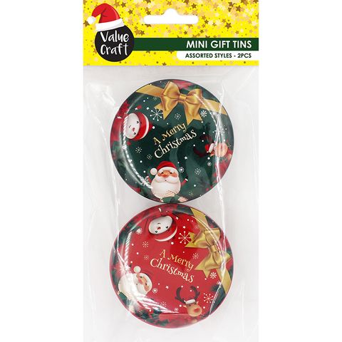 XMAS MINI MERRY CHRISTMAS TINS 2PCS