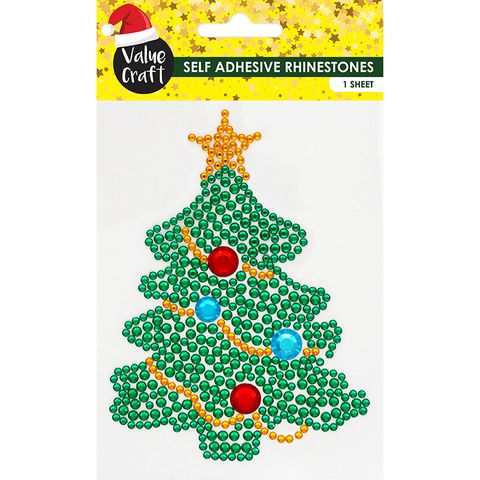 XMAS ADHESIVE RHINESTONES TREE 1SH