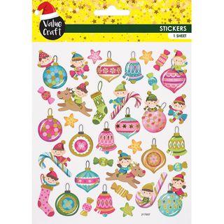XMAS FOIL STICKERS ELVES 1SH