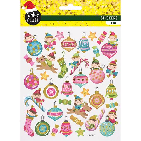 XMAS FOIL STICKERS ELVES 1SH