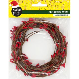 XMAS RED BERRY 65CM FLORISTRY WIRE 10PCS