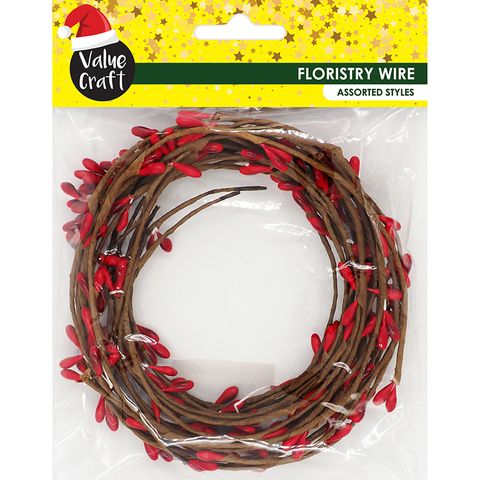 XMAS RED BERRY 65CM FLORISTRY WIRE 10PCS