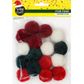 XMAS YARN POM POMS ASSORTED 16PCS