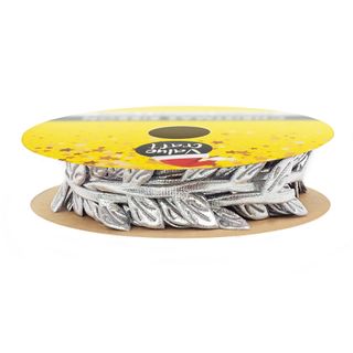 XMAS VEGAN LEATHER LEAF TRIM SILVER 5M