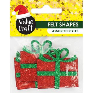 Xmas Felt Glitter Shapes Presents 4Pcs