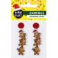 XMAS ACRYLIC EARRINGS GINGERBREAD 1 PAIR