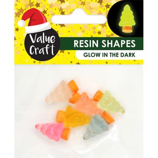 XMAS MINI RESIN GLOW IN DARK TREES 6PCS