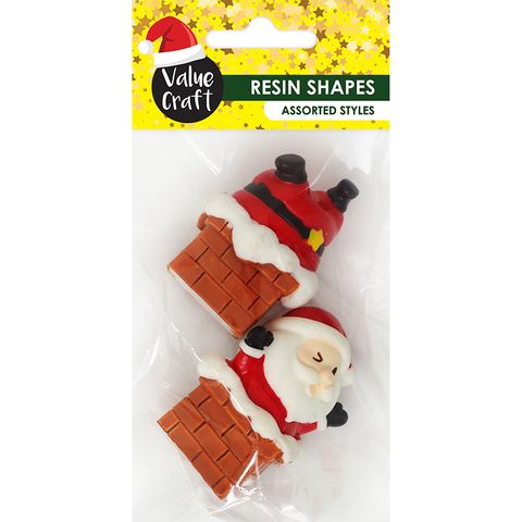 XMAS MINI RESIN SANTA IN CHIMNEY 2PCS