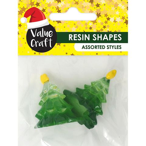 XMAS MINI RESIN WAVEY TREE W STAR 2PCS