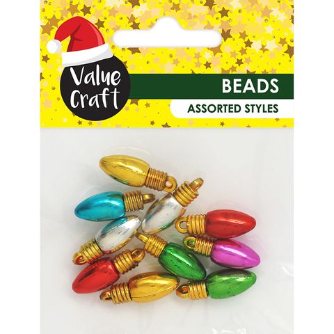 XMAS LIGHTBULBS BEADS MULTI 10PCS