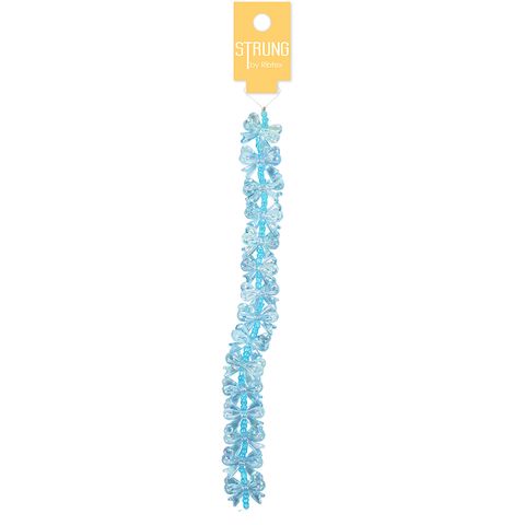 STRUNG MINI BOW SEED BEAD BLUE 15PC