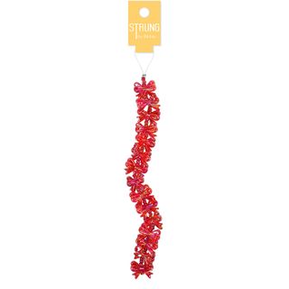 STRUNG MINI BOW SEED BEAD RED 15PC