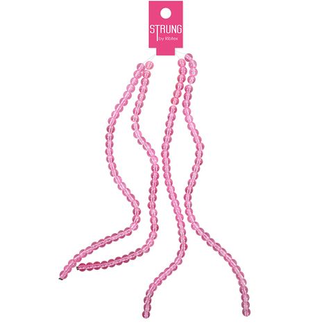 STRUNG GLASS RND BEADS LT PNK 6MM 140PC