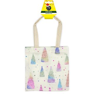 XMAS WOVEN TOTE BAG METALLIC TREES 1PC