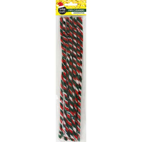 XMAS PIPE CLEANERS CANDY TWIST 10PC