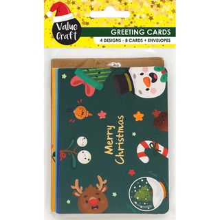 XMAS WHIMSICAL GREETING CARDS 8PCS